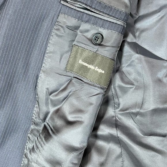 Ermenegildo Zegna 44R Lux Wool & Silk Blend Navy Pinstripe Suit - Picture 3 of 12